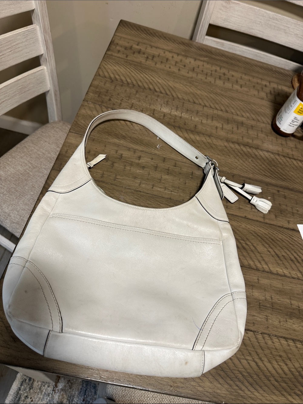 Coach White Leather Hobo Shoulder Bag